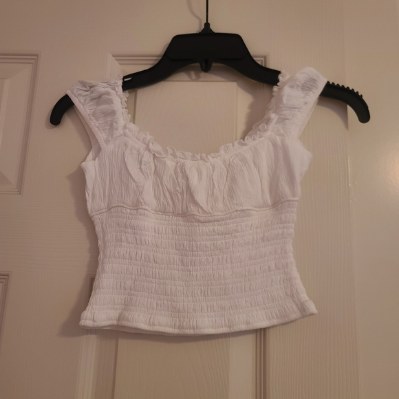 Garage White Ruffled Crop Top - Picture 4 of 5